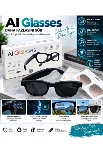 DEX BATTERİES G2 PRO AKILLI YAPAY ZEKA GÜNEŞ (AI) GÖZLÜĞÜ 1080P VİDEO KAYDI UV KORUMALI LENS UZUN ÖMÜRLÜ PİL
