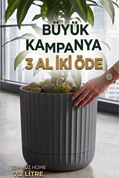 TEMMUZ HOME (3 Al 2 Öde)Zeraf SaksıNo:4–1 Adet 7.2 Litre Tabaklı Masa ve SehpaÜzeri Saksı (Ev Ofis ve Dış Mekan İçin Uygun)