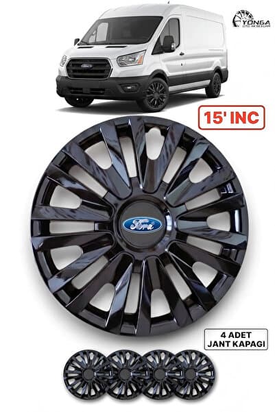 YONGA OTO AKSESUAR FORD TRANSİT T15 Jant Kapağı 15 İnç Kırılmaz 4'lü + 4 Amblem + 8 Cırt Kelepçe