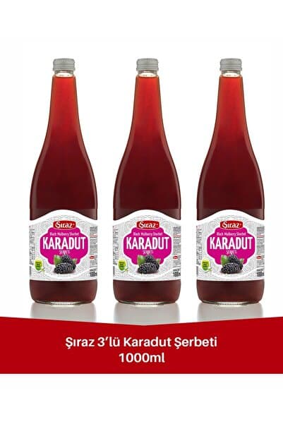 ŞİRAZ Doğal Karadut Şerbeti 1 Litre Cam Şişe 3'lü