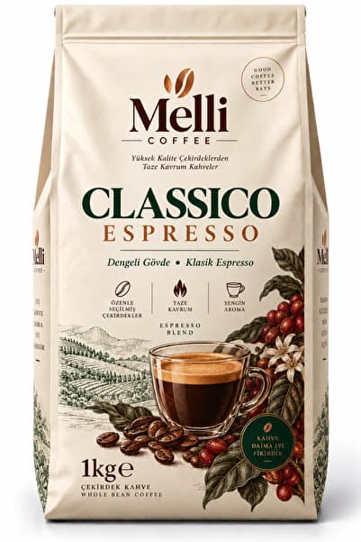MELLI COFFEE Classico Çekirdek Kahve 1 kg Orta Kavrum Espresso
