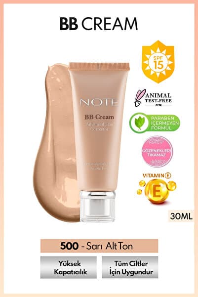 Note Cosmetics BB Cream SPF 15 Nemlendirici Etkili Yoğun Kapatıcı BB Krem - 500 Orta Açık