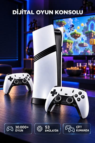 HARVOX Kablosuz Dijital Çift Oyun Kollu Konsol 4K-HDMI Girişli 53 Emulatör 30000 Oyunlu 2.4G Gaming Konsol