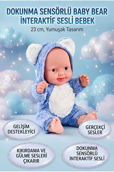 Tıfıl Toys İnteraktif Sesli ve Dokunma Sensörlü Baby Bear Kafası ve Kolları Et Bebek 23 cm Oyuncak