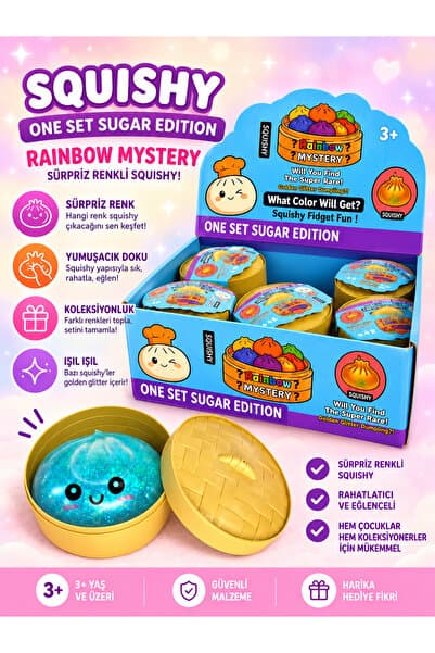 Genel Markalar Rainbow Mystery Sürpriz Renkli Squishy Oyuncak – Yumuşak Sıkma Oyuncağı, Mystery Squishy 3+ Yaş