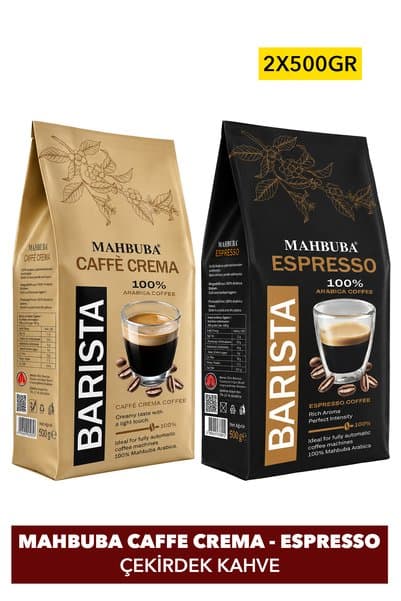 Mahbuba %100 Arabica Caffe Crema - Espresso Çekirdek Kahve 2x500gr