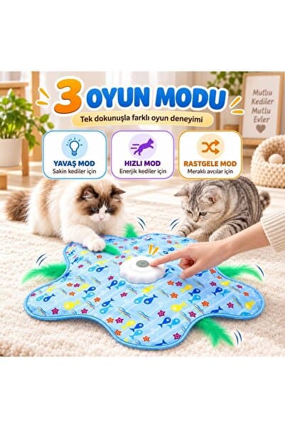 Duffa İnteraktif Kedi Oyuncağı - Otomatik Hareketli Tüy, Saklambaç Oyun Matı - 3 Modlu, Dokunmatik Aktivas
