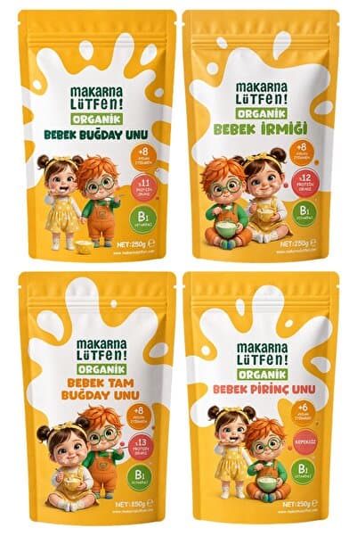 Makarna Lütfen Avantajlı 4 Lü Bebek Ek Gıda Seti (4x 250g)