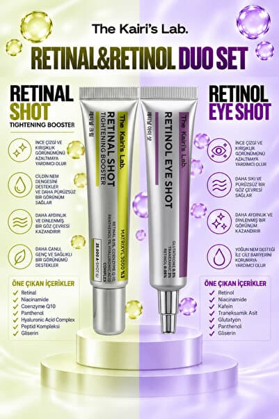 The Kairi's Lab. Retinal Shot & Retinol Eye Shot Kırışıklık Karşıtı Sıkılaştırıcı ve Aydınlatıcı Yüz ve Göz Çevresi 2li Bakım Seti