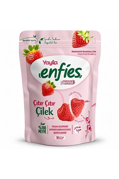 Yayla Enfies Freeze Dried Dondurularak Kurutulmuş Çıtır Meyve-Çilek 15 Gr. (1 Paket)