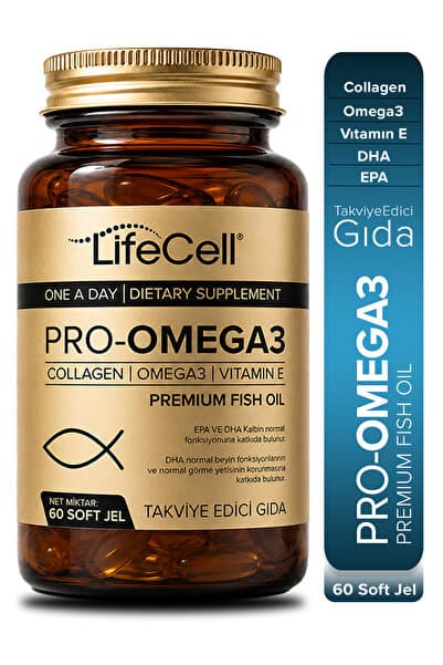 Lifecell Omega3 Epa Dha 2000mg - 60 Adet Soft Jel Balık Yağı Desteği (KOLAJEN VE VİTAMİN E IÇERİKLİ)