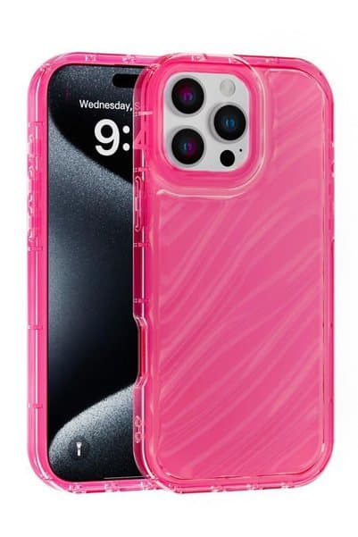 Vissona iPhone 16 Pro Kılıf – Kabartmalı Parlak Desenli Darbe Emici Silikon Telefon Kılıfı