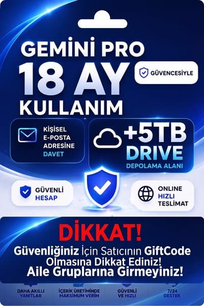 Google Gemini Pro 18 Ay ve 5TB Drive Kişisel Mail'e Davet