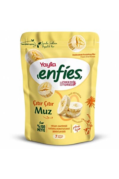 Yayla Enfies Freeze Dried Dondurularak Kurutulmuş Çıtır Meyve-Muz 15 Gr. (1 Paket)