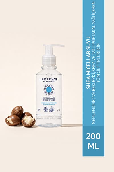 L'Occitane Shea Nemlendirici ve Besleyici Micellar Suyu, Tüm Cilt Tipleri için, Shea ve Tatlı Portakal Yağı İçeren, 200 ml