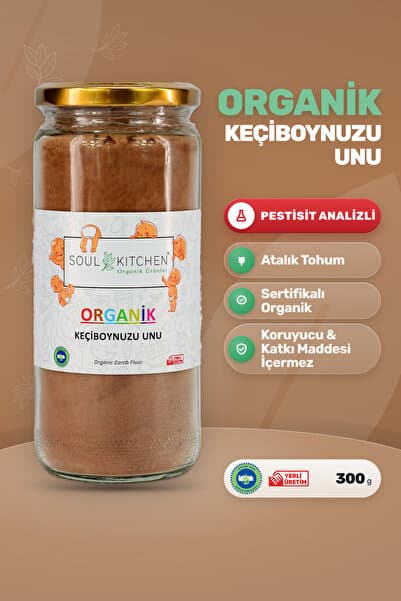 Soul Kitchen Organik Ürünler Organik Keçiboynuzu Unu Katkısız 300 g