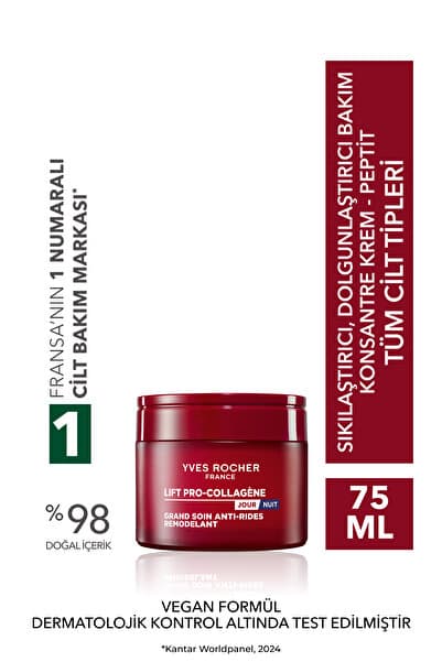 Yves Rocher Konsantre Krem -Sıkılaştırıcı,Dolgunlaştırıcı Botanik Kolajen&Hyaluronik Bakım Lift ProCollagen 75ml