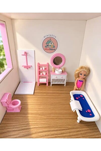 MİNİNOVASTUDİO MiniNova 3D Baskı Mini Banyo Full Set Oyuncak Ev Mobilya ve Aksesuar Seti
