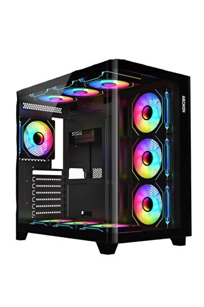 Archon Neon Curved 7x ARGB Fanlı Gaming Oyuncu Bilgisayar Kasası Siyah