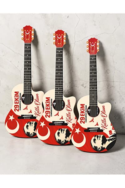 heptex Ahşap Üzeri UV Baskı 29 Ekim Gösteri Gitarı (Asma İpi Dahil) 3 Adet