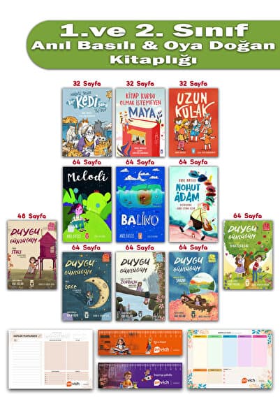 Timaş Çocuk 1. ve 2. Sınıf Anıl Basılı Oya Doğan 11 Kitap Set - Uzun Kulan Duygu Günlüğüm Mira Serisi Nohut Adam Balino Kitap Kurdu Melodi