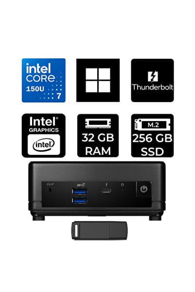 MSI Cubi 5 Intel Core 7 150U 32GB RAM 256GB SSD Win11 Pro 1M495EUP416 Mini Masaüstü Bilgisayar + PER4 USB Bellek