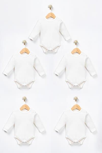 Baby Mii Uzun Kollu 5’li 0-9 Ay %100 Pamuk Bebek Body Pamuklu Kız Erkek Bebek Body Zıbın