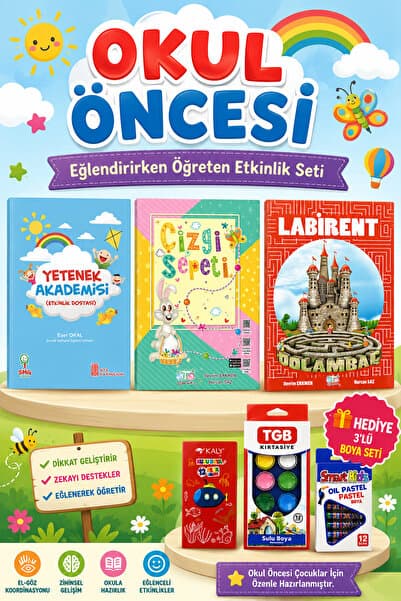 Ata Yayıncılık Okul Öncesi Etkinlik Seti ( Yetenek Akademisi- Çizgi Sepeti-Dolambaç-Kırtasiye Seti)