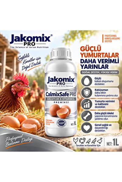 jakomix CalmixSafe PRO 1 L – Yumurtacı Tavuklar İçin Kalsiyum & Vitamin D3 – Yumurta Kabuğu ve Kemik Desteği