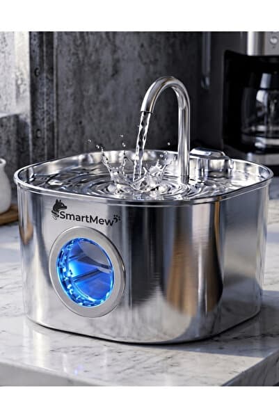 SmartMew 2.2L Otomatik Kedi Köpek İçin Paslanmaz Çelik Su Pınarı – Su Seviyesi Göstergeli, Sessiz Su Sebili ve Su Çeşmesi ( Türkiye Garantili )