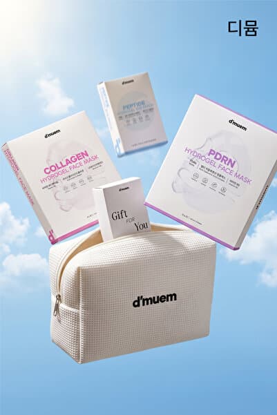 d'muem HYRDOGEL FACE SET 15 PCS - COLLAGEN FACE MASK + PDRN FACE MASK + PEPTIDE EYE PATCH - Dolgunluk - Nem - Elastikiyet - Canlı - Sıkı görünüm + Saç Bandı + Çanta SET
