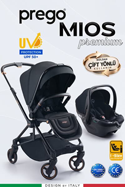 Prego Mios Premium Koldan Çift Yönlü Travel Sistem Bebek Arabası Siyah 2099