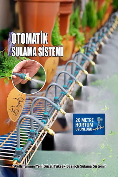 CONOCER 360 Derece dönebilen 20 metre Sprey Püskürtme Sulama Sistemi Gri 8mm