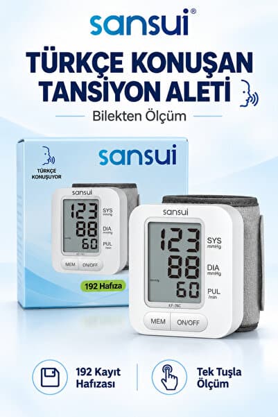 SANSUI Türkçe Konuşan Bilekten Ölçen Dijital Tansiyon Aleti