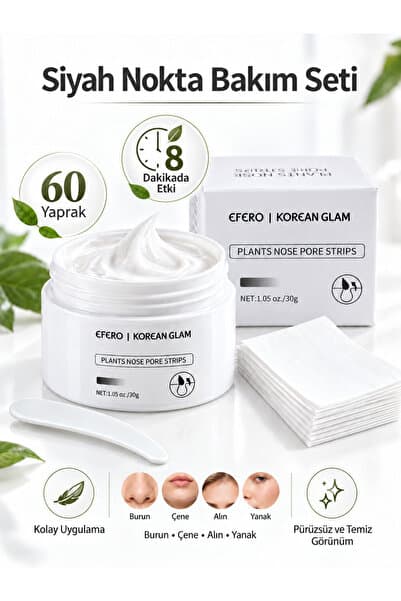 KOREAN GLAM Siyah Nokta Burun Bandı Ve Nokta Maskesi Nose Plants - 60 Yaprak