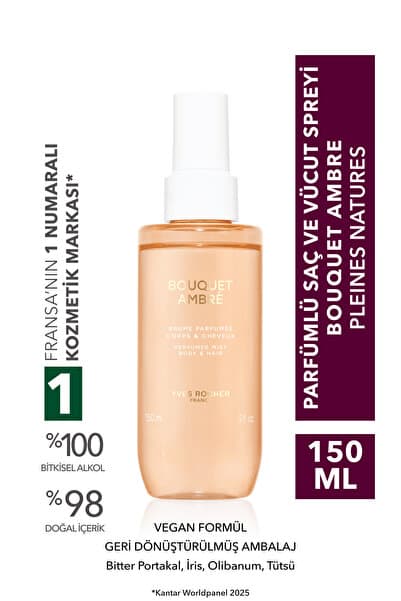 Yves Rocher Parfümlü Saç ve Vücut Spreyi- Bouquet Ambre- Pleines Natures-Vegan-150ml