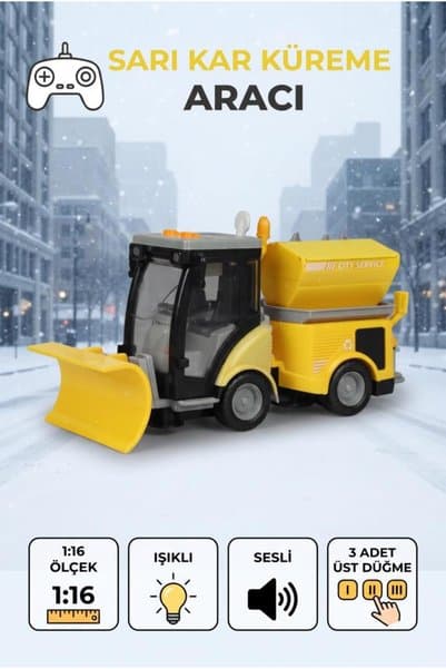 Tıfıl Toys Bucher Kar Küreme Aracı 1:16 Ölçekli 3 Düğmeli Işıklı Ve Sesli Eğlenceli Oyuncak Temizlik Aracı