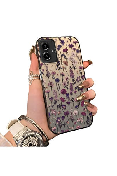CHICASELUX Samsung Galaxy A06 4G/5G Uyumlu Fransız Tarzı Mor Tonlu Yabani Çiçek Telefon Kılıfı Darbeye Dayanıklı