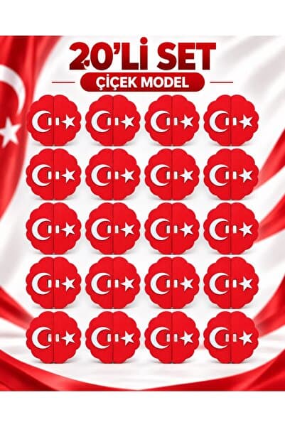 Fikart Ay Yıldız Gösteri Panosu Çiçek Model - 20'li Set 29 Ekim 23 Nisan Gösteri Plakası Ayyıldız Bayrak