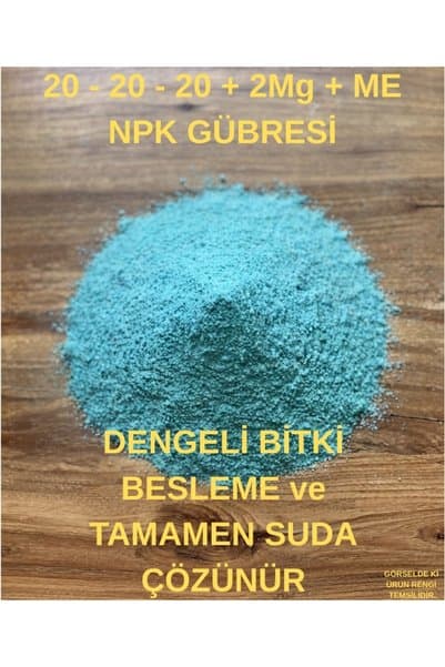 Saglam Tarım 20.20.20+2MgO+ME NPK Gübre, Dengeli Besleme, Suda Tamamen Çözünür 125 Gr.