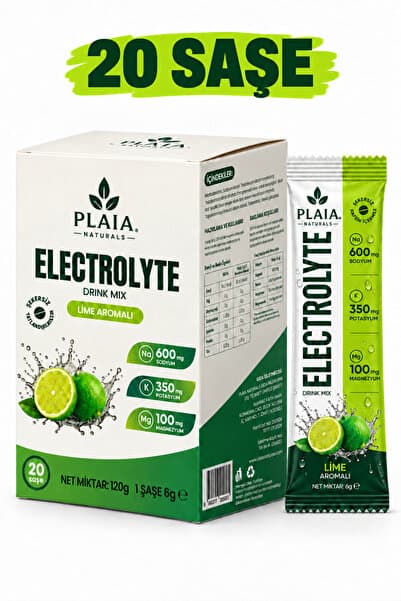 Plaia Naturals Lime Electrolyte - Lime Aromalı Elektrolit Tozu - 20 Servis