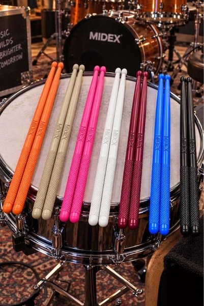 Midex GFK-801X 5A Bateri Baget Kırılmaz Polyemid Renkli Full Set Davul Bageti 5A Drumsticks 14 Adet