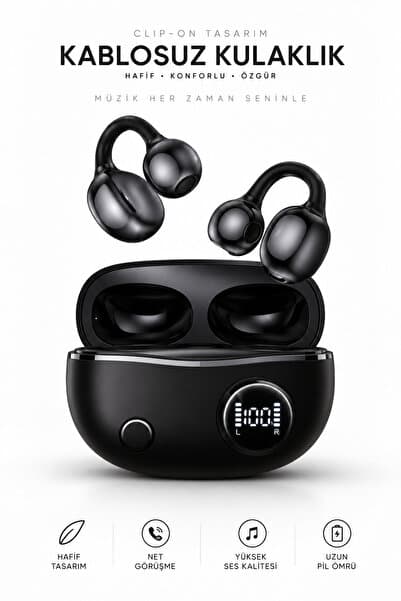 Weskam Kablosuz Bluetooth Kulaklık Clip-On TWS Mikrofonlu Dijital Göstergeli Şarj Kutulu Kulaklık İOS ve Android Uyumlu Çeviri Özellikli