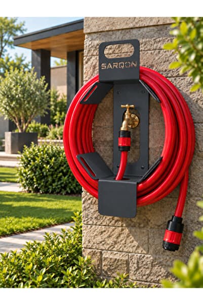 Genel Markalar SARQON M20 Metal Bahçe Hortum Askısı ve Düzenleyici – Musluk Bağlantılı Duvar Tipi Hortum Tutucu – 52,5 x 27 cm