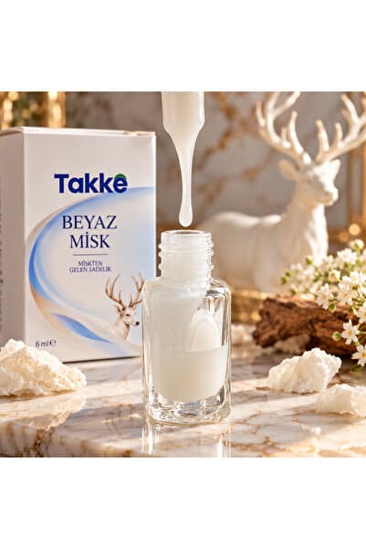 Takke ® Orjinal Beyaz Misk 6 ml Alkolsüz Katı Esans – Unisex Ferah Uzun Süre Kalıcı Koku - White Musk