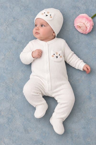 Rocha Baby Kedi Detaylı 2'li Bebek Takımı