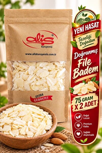 ALİŞ KURUYEMİŞ File Badem 150 Gr ( 75 g X 2 Adet ) Yeni Mahsul