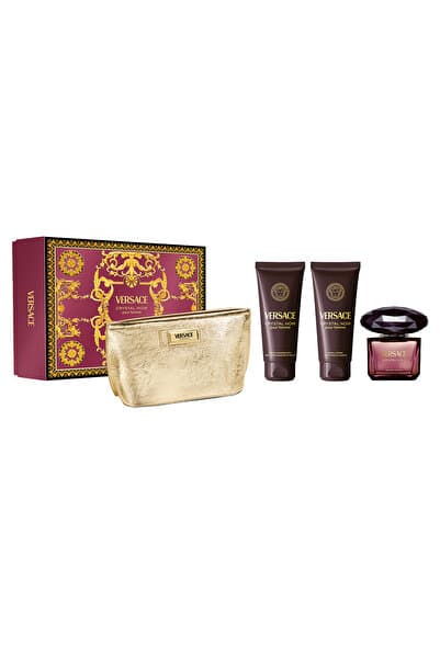 Versace Crystal Noir EDP 90 ml Parfüm + Duş Jeli 100 ml + Vücut Losyonu 100 ml + Çanta Kadın Parfüm Seti