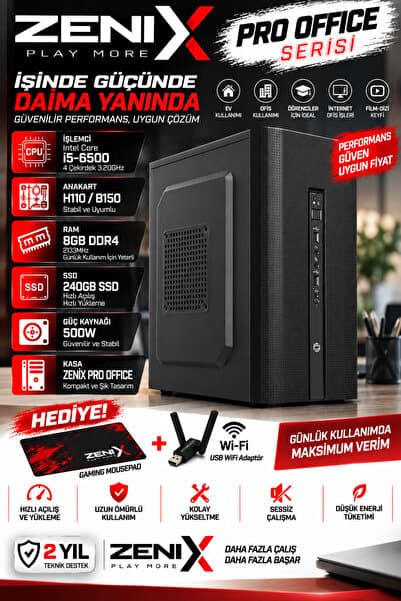Zenix Gaming Office Pro Single i5-6500 8GB Ram 240GB SSD Ofis Bilgisayarı