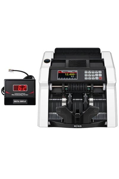 MKIO Para Sayma Makinesi - TL ve EURO Karışık Para Sayma ve Dolar Adetli Sayma Özelliği - MG + UV + IR Geçersiz / Sahte Para Kontrolü - TL/Dolar/Euro -Sesli - Renkli LED Ekranlı,Müşteri Bilgi Ekranı Hediye